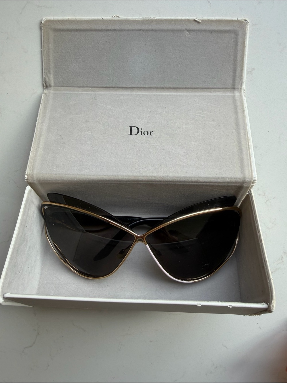 Dior Black Cat-Eye Sunglasses with Gold Accents